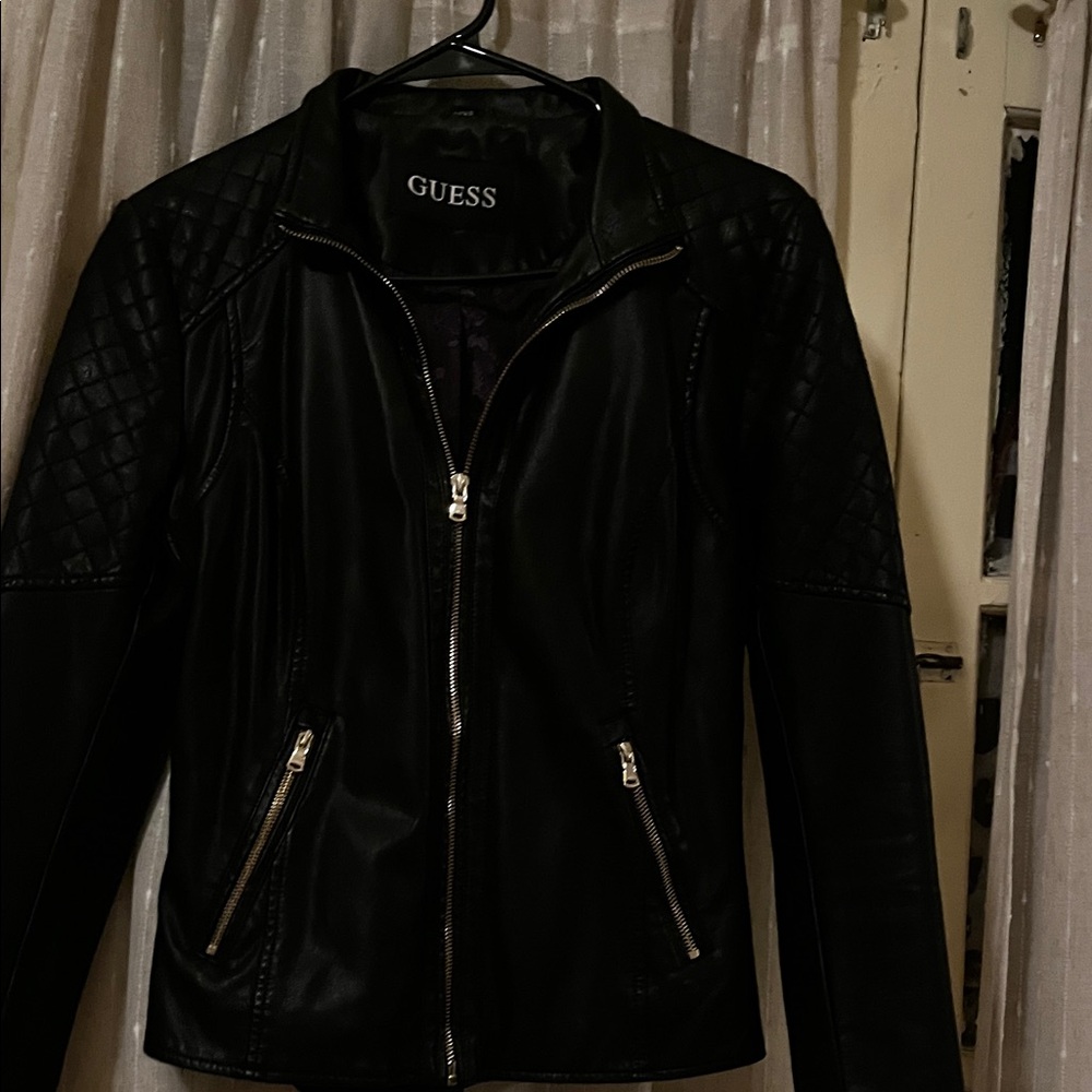 GUESS Black Leather Women's Jacket